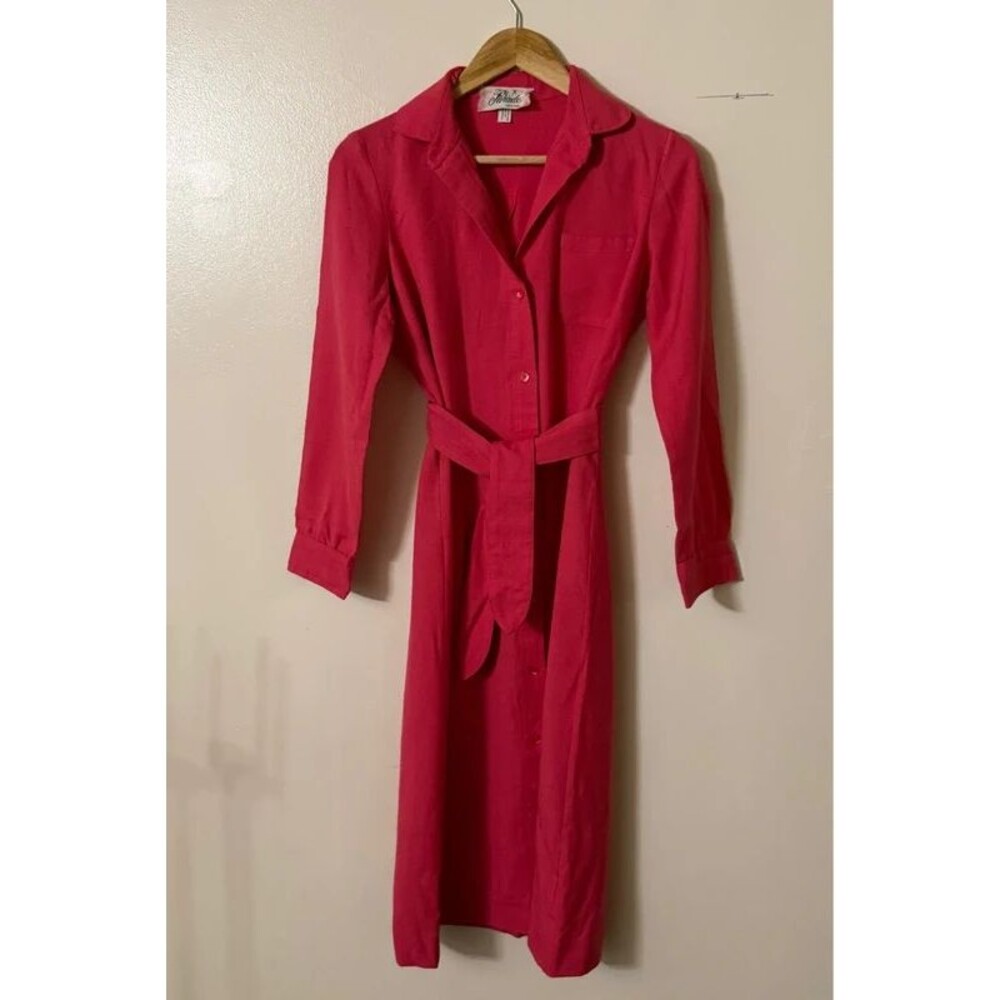 Vintage Parade New York Pink Shirtwaist Midi Dress Size 8
